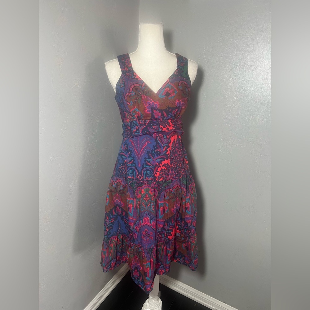 J. Crew Vibrant Purple and Pink Midi Dress size 4